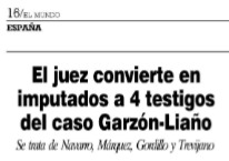 El Mundo · El Juez Convierte en Imputados a Cuatro Testigos
