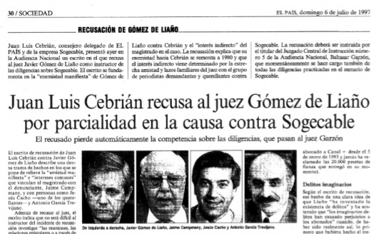 El Pais · Cebrian Recusa a Liaño