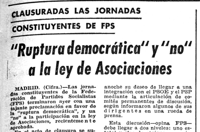 Hoja del Lunes Madrid · Ruptura y No Ley de Asociaciones