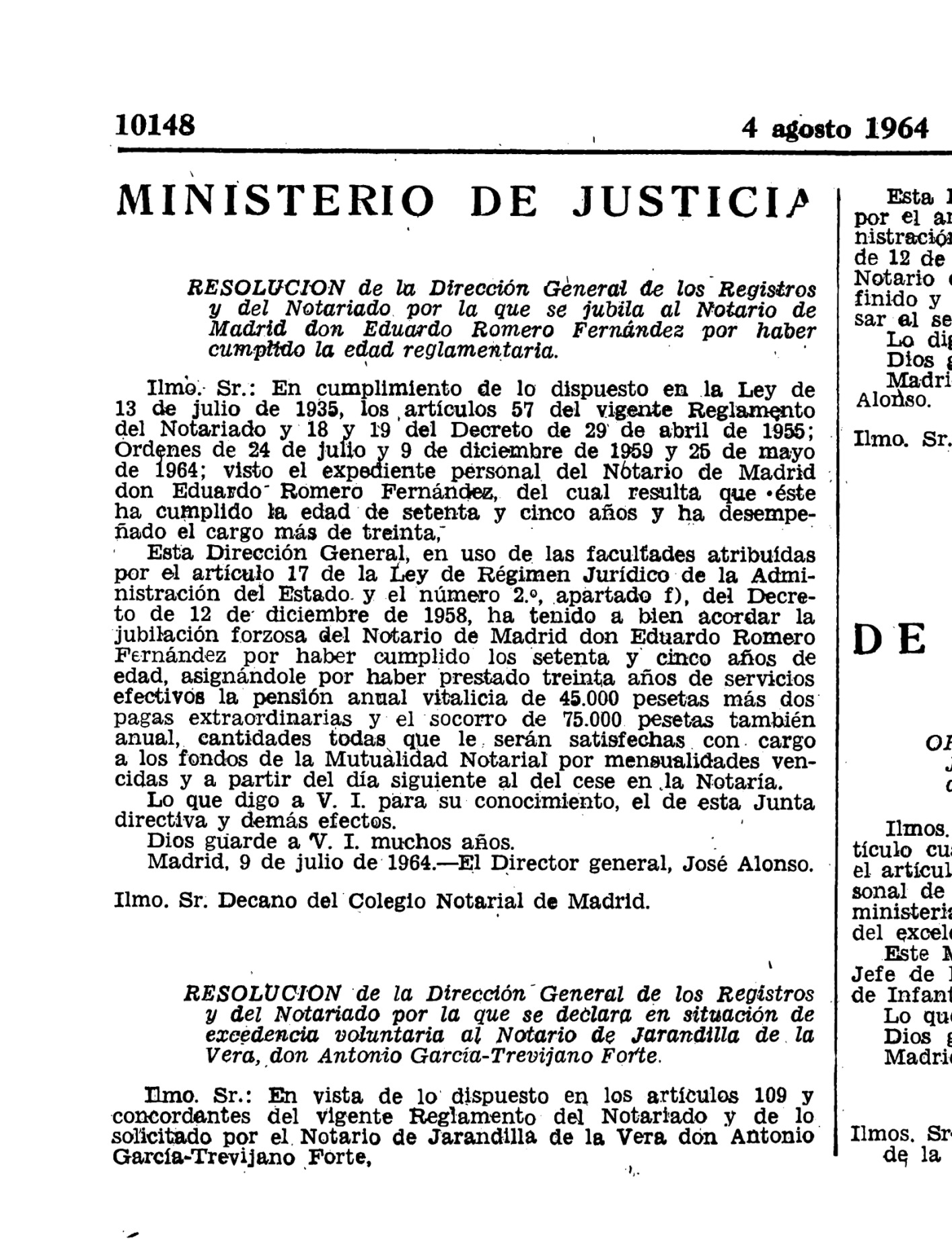 Boe · Excedencia Notario Jarandilla-agt