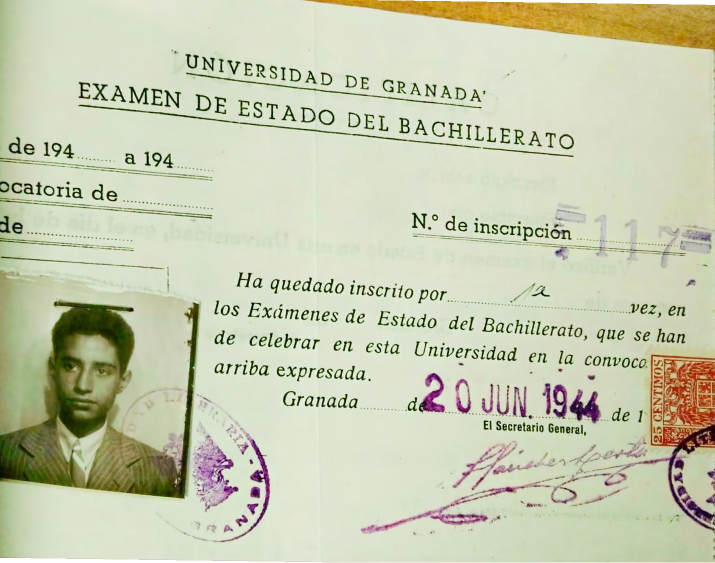 Agt · Matricula Examen de Estado del Bachillerato · Universidad de Granada