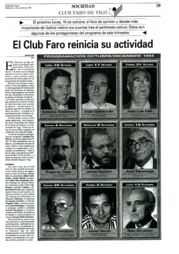 Faro de Vigo · El Club Faro Reinicia Su Actividad