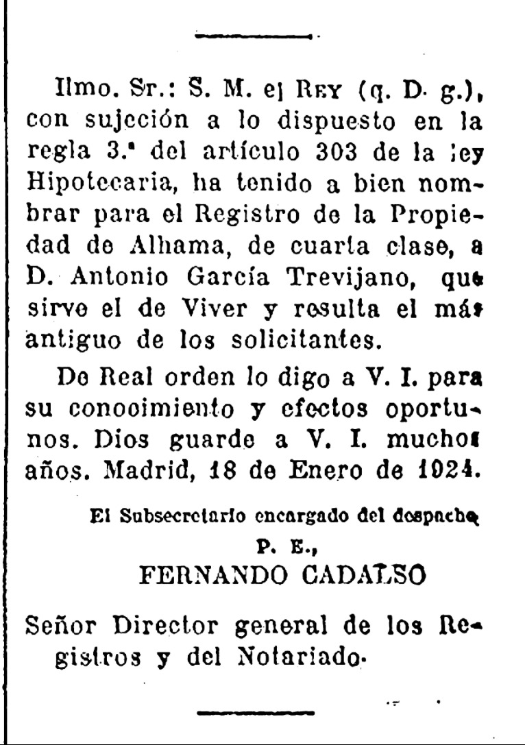 Gaceta Madrid · De Viver a Alhama · Agt Padre